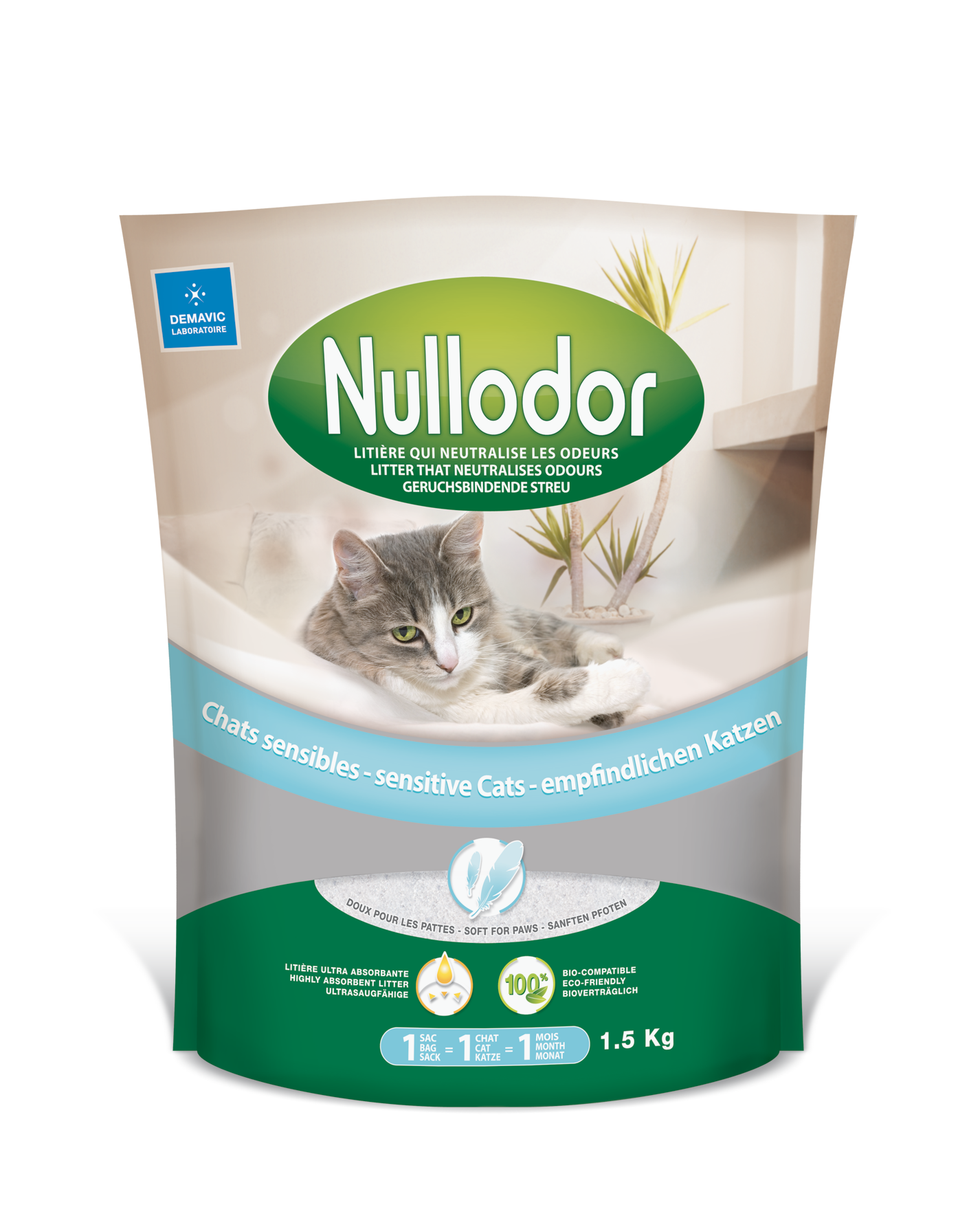 Nullodor Litière en Silicagel pour chat sensible 1,5 kg