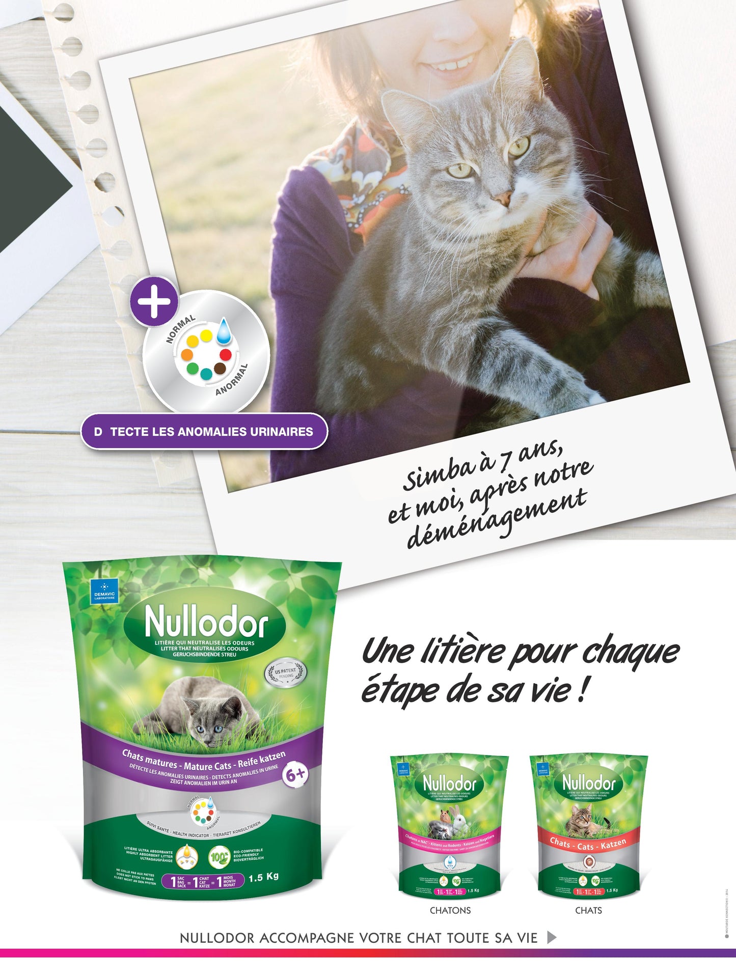 Nullodor Litière en Silicagel pour chat mature avec indicateur de santé 1,5 kg