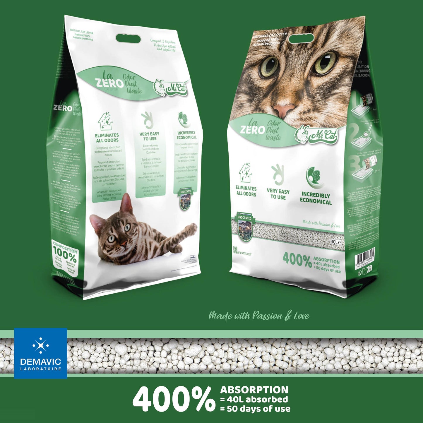 Mr Cat Litière 100% Bentonite naturelle pour chat 8 kg