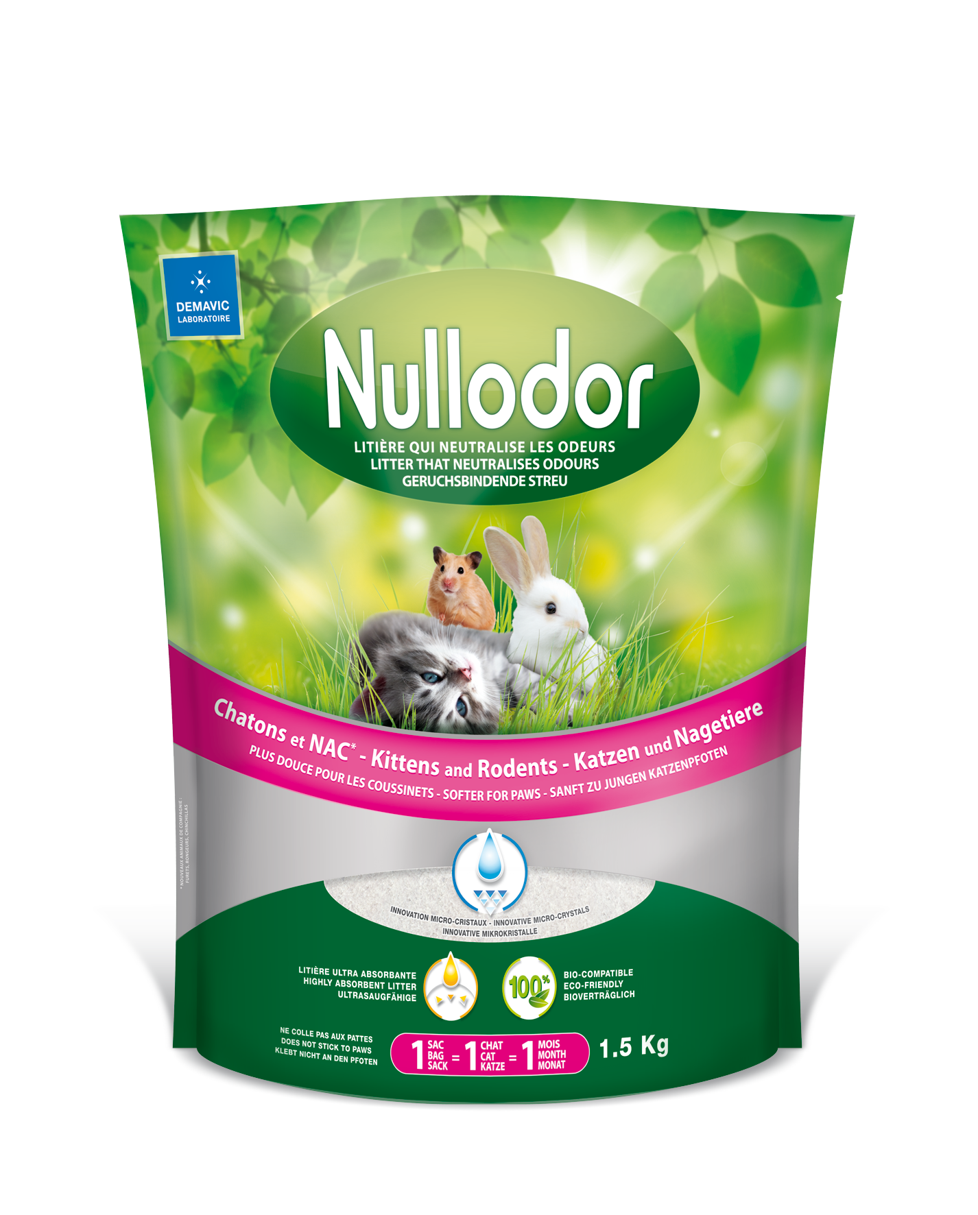 Nullodor Litière en Silicagel pour chaton rongeur 1,5 kg